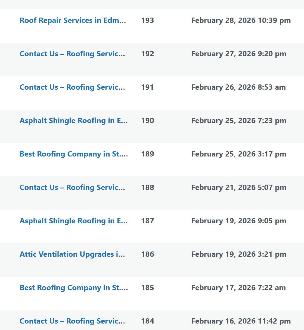 Roofing page report list screenshot example 1